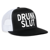 Drunk Slut Funny Party Snapback Mesh Trucker Hat - black/white