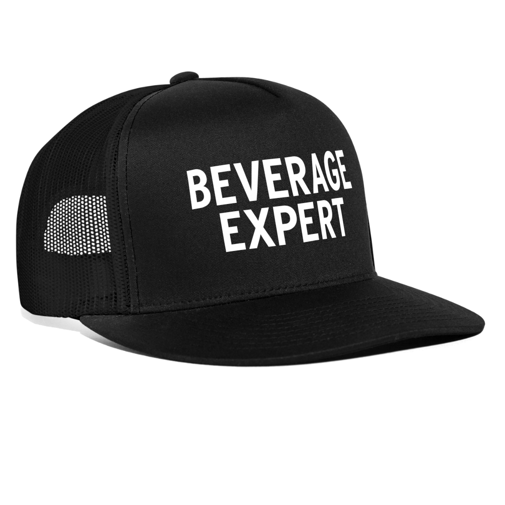 Beverage Expert Funny Party Snapback Mesh Trucker Hat - black/black
