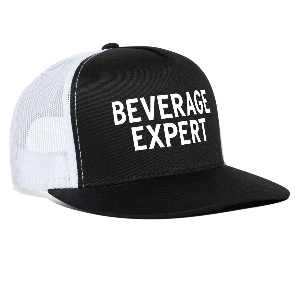 Beverage Expert Funny Party Snapback Mesh Trucker Hat - black/white
