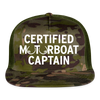 Load image into Gallery viewer, Certified Motorboat Captain Funny Party Boobs Snapback Mesh Trucker Hat - MultiCam\green