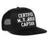 Certified Motorboat Captain Funny Party Boobs Snapback Mesh Trucker Hat - black/black