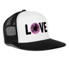 Butthole Love Funny Party Snapback Mesh Trucker Hat - white/black