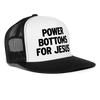 Power Bottoms For Jesus Funny Gay Party Snapback Mesh Trucker Hat - white/black