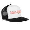 Malort Puke Parody Funny Drinking Hat Snapback Mesh Trucker Hat - white/black