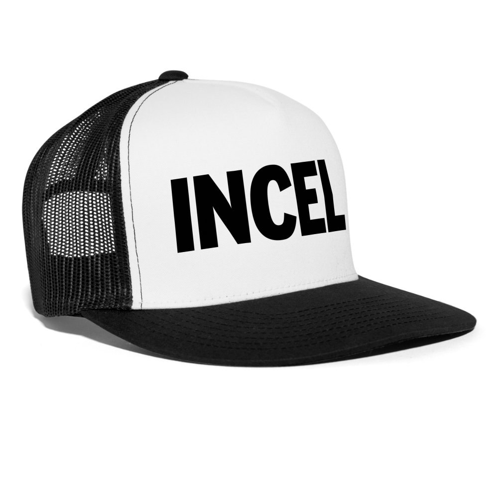 Incel Snapback Mesh Trucker Hat - white/black