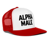 Alpha Male Snapback Mesh Trucker Hat - white/red