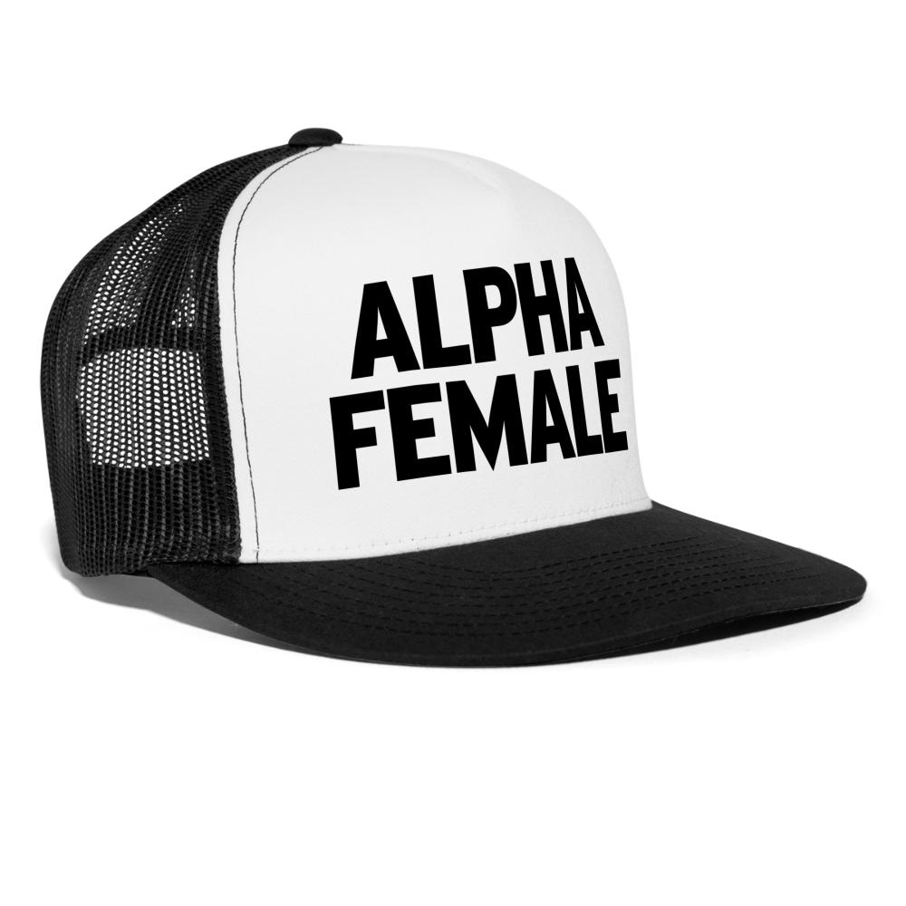 Alpha Female Snapback Mesh Trucker Hat - white/black