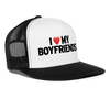 Load image into Gallery viewer, I Love My Boyfriends Funny Party Snapback Mesh Trucker Hat - white/black