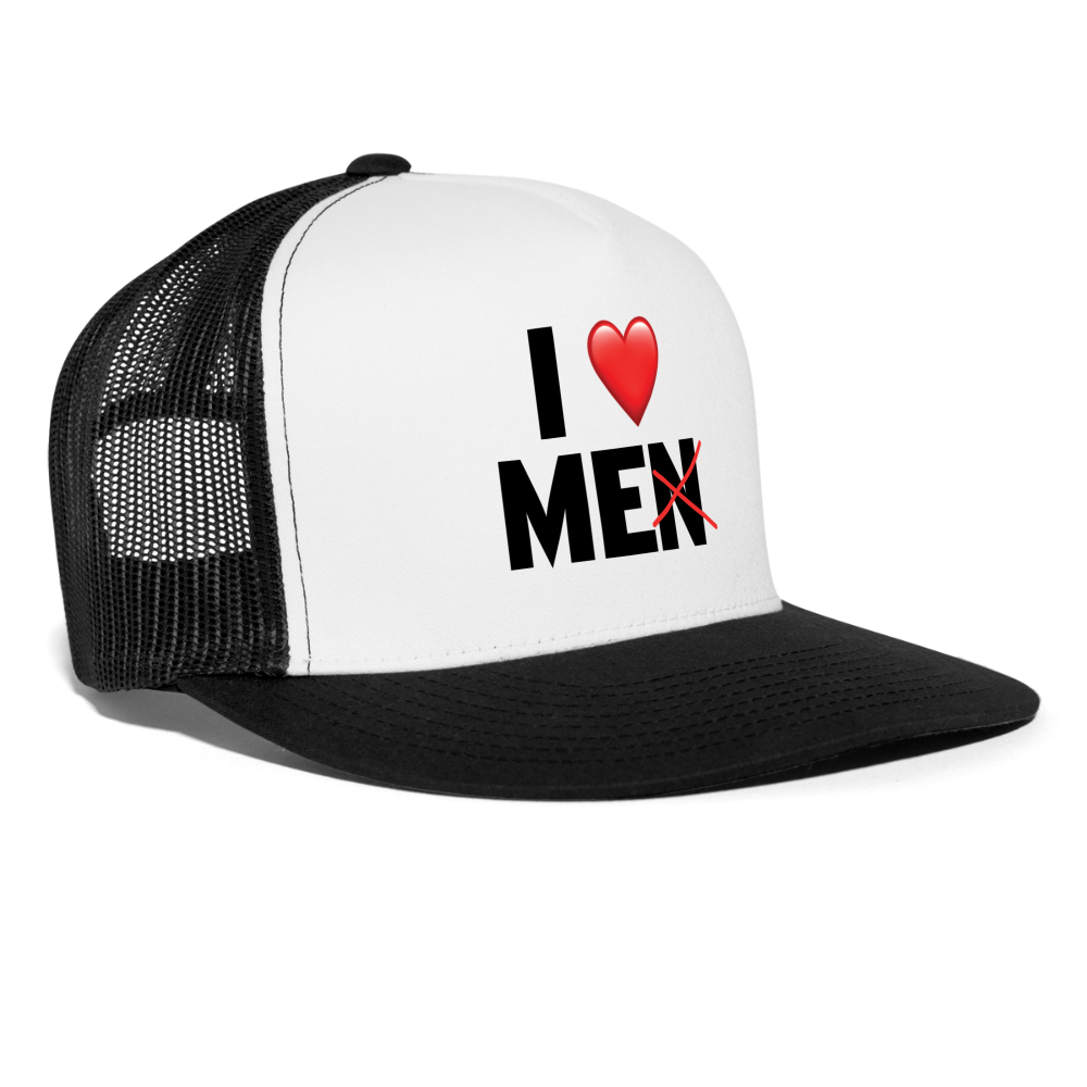 I Love Me Funny Party Snapback Mesh Trucker Hat - white/black