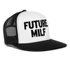 Load image into Gallery viewer, Future MILF Funny Hat Party Snapback Mesh Trucker Hat - white/black