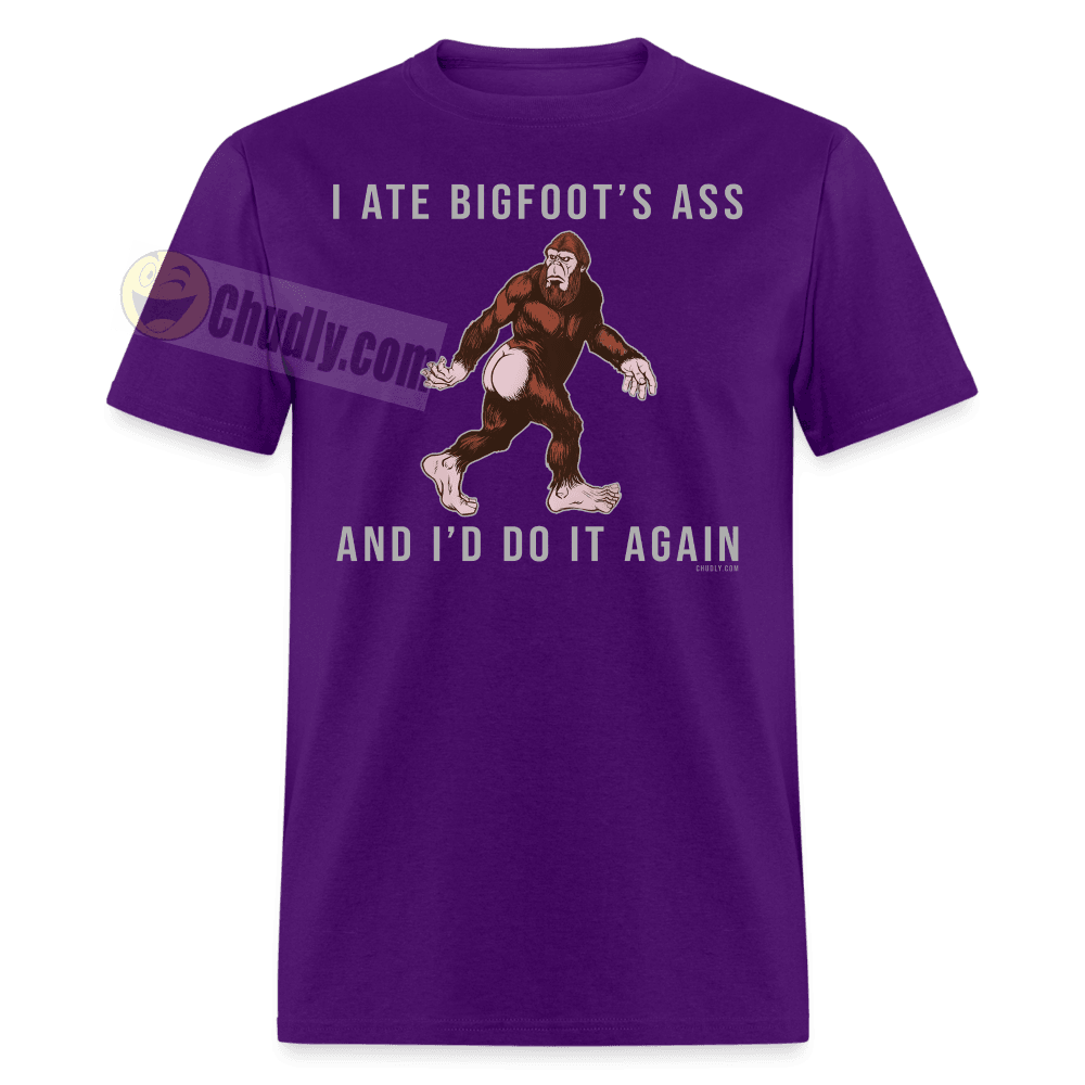 I Ate Bigfoot's Ass And I'd Do It Again Funny Cryptid Meme Sasquatch Unisex Classic T-Shirt - purple