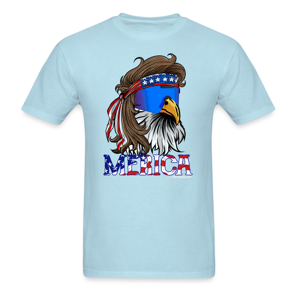 Merica Mullet Eagle Funny 4th of July T-Shirt - powder blue