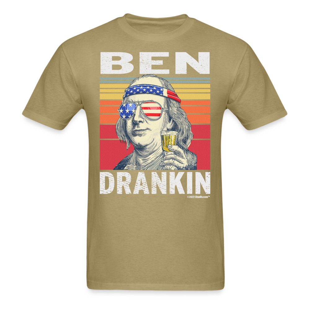 Ben Drankin Funny Drunk Presidents Franklin 4th of July T-Shirt - khaki