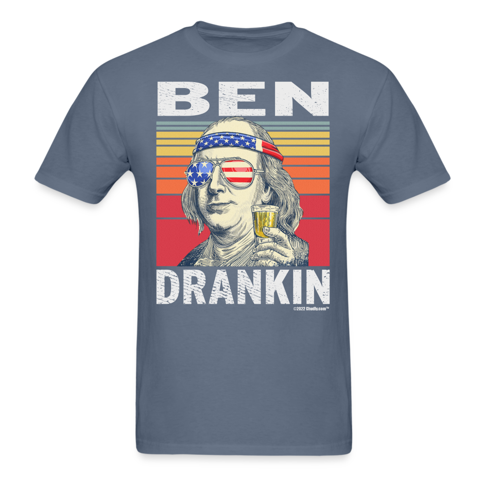 Ben Drankin Funny Drunk Presidents Franklin 4th of July T-Shirt - denim