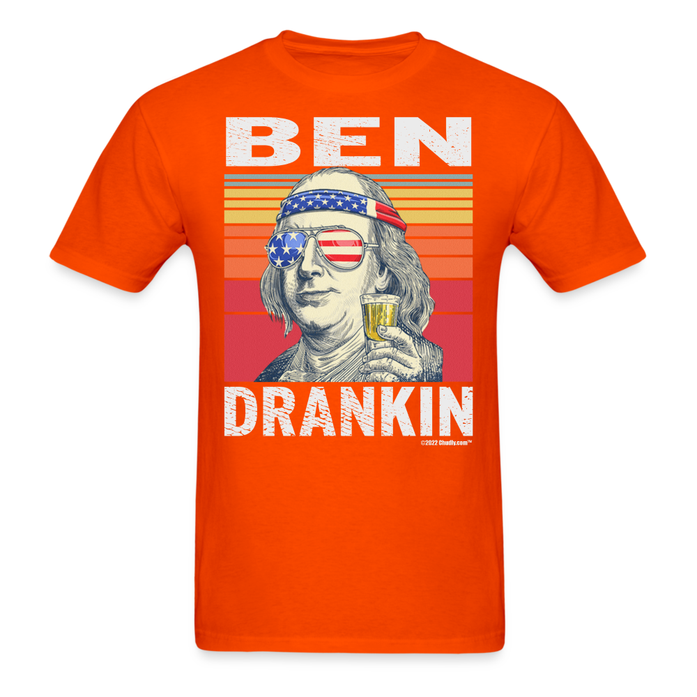 Ben Drankin Funny Drunk Presidents Franklin 4th of July T-Shirt - orange