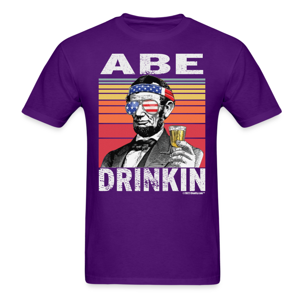 Abe Drinkin Funny Drunk Presidents Lincoln 4th of July T-Shirt - purple