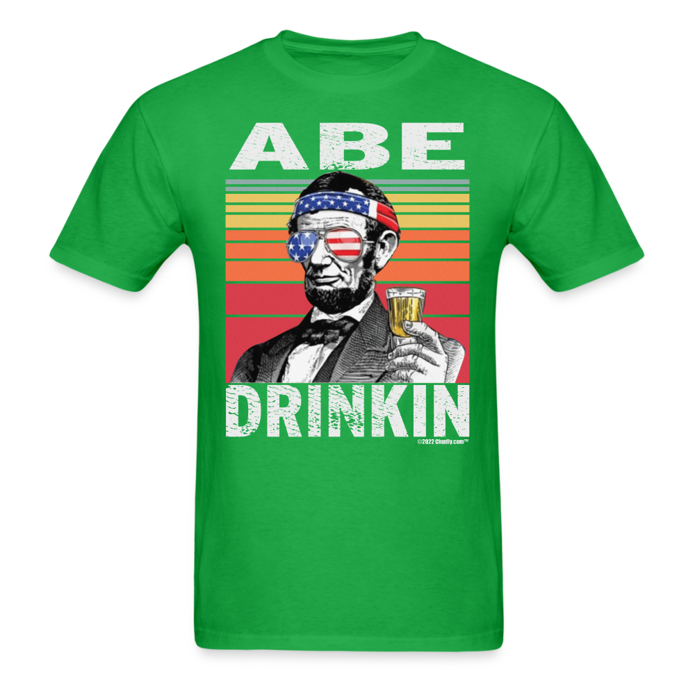 Abe Drinkin Funny Drunk Presidents Lincoln 4th of July T-Shirt - bright green