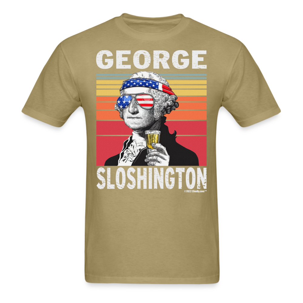 George Sloshington Funny Drunk Presidents Washington 4th of July T-Shirt - khaki
