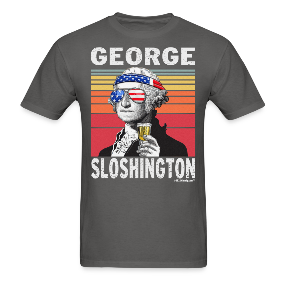 George Sloshington Funny Drunk Presidents Washington 4th of July T-Shirt - charcoal