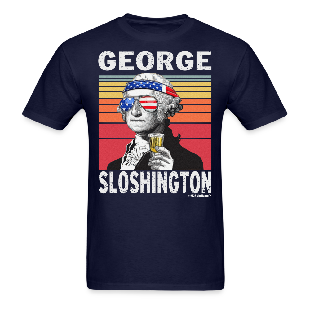 George Sloshington Funny Drunk Presidents Washington 4th of July T-Shirt - navy