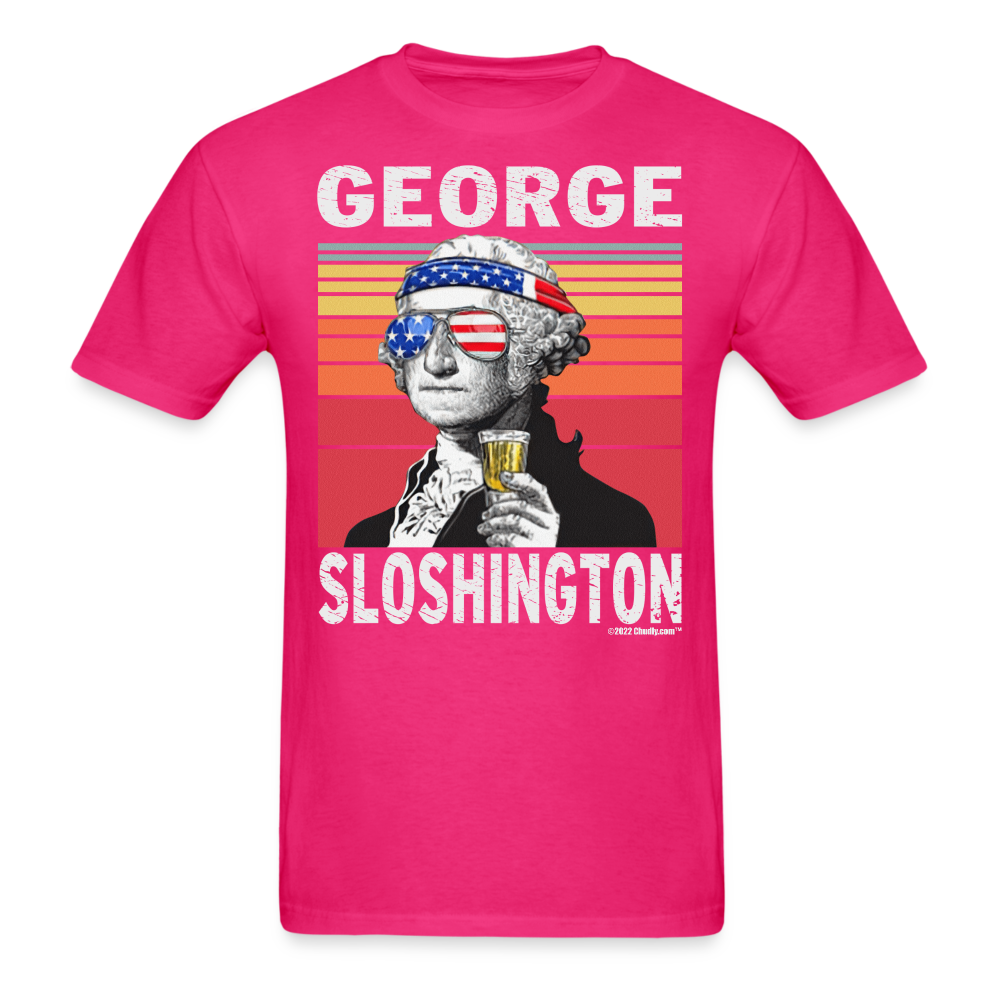 George Sloshington Funny Drunk Presidents Washington 4th of July T-Shirt - fuchsia