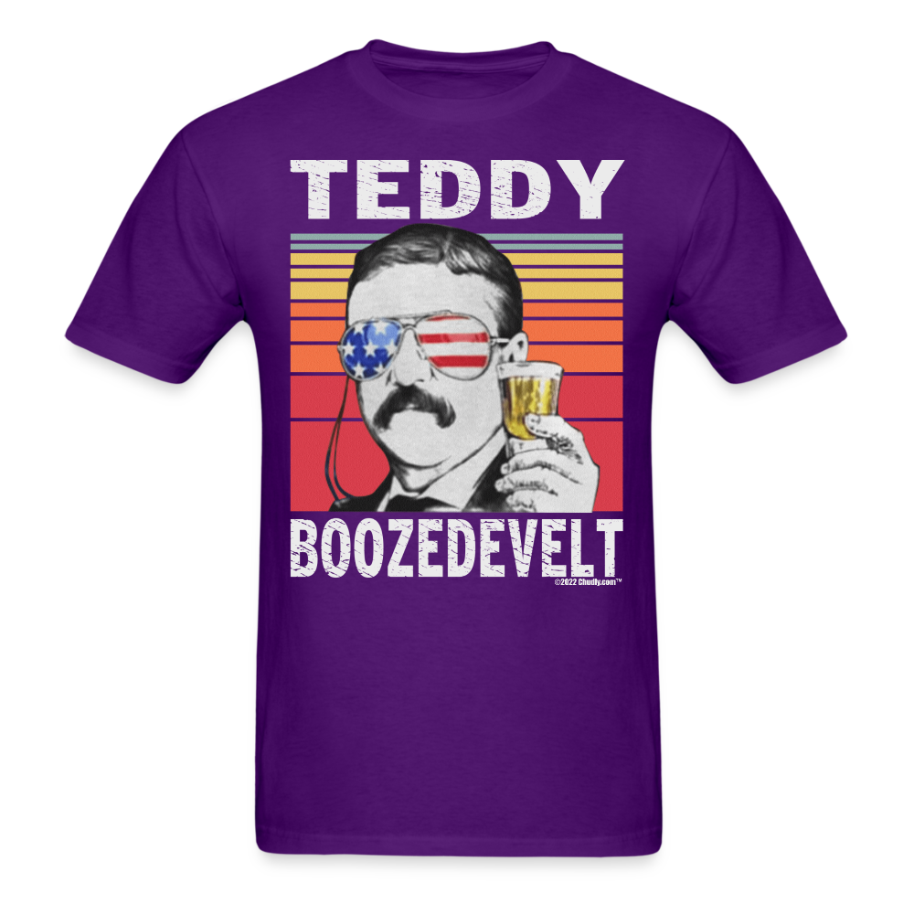Teddy Boozedevelt Funny Drunk Presidents Roosevelt 4th of July T-Shirt - purple