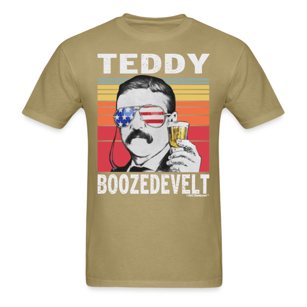Teddy Boozedevelt Funny Drunk Presidents Roosevelt 4th of July T-Shirt - khaki