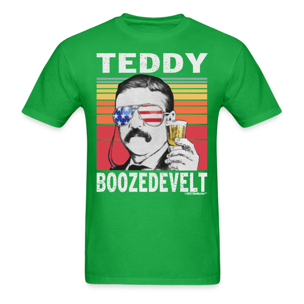 Teddy Boozedevelt Funny Drunk Presidents Roosevelt 4th of July T-Shirt - bright green