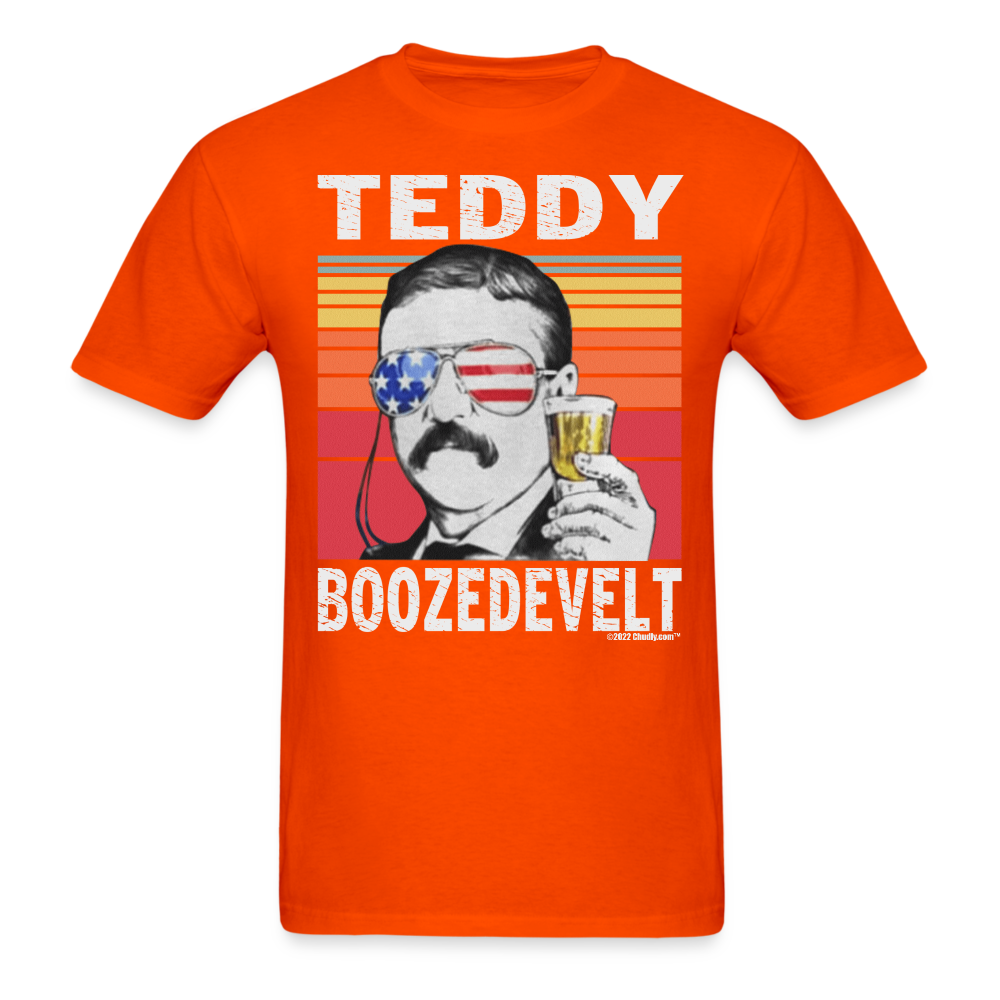 Teddy Boozedevelt Funny Drunk Presidents Roosevelt 4th of July T-Shirt - orange