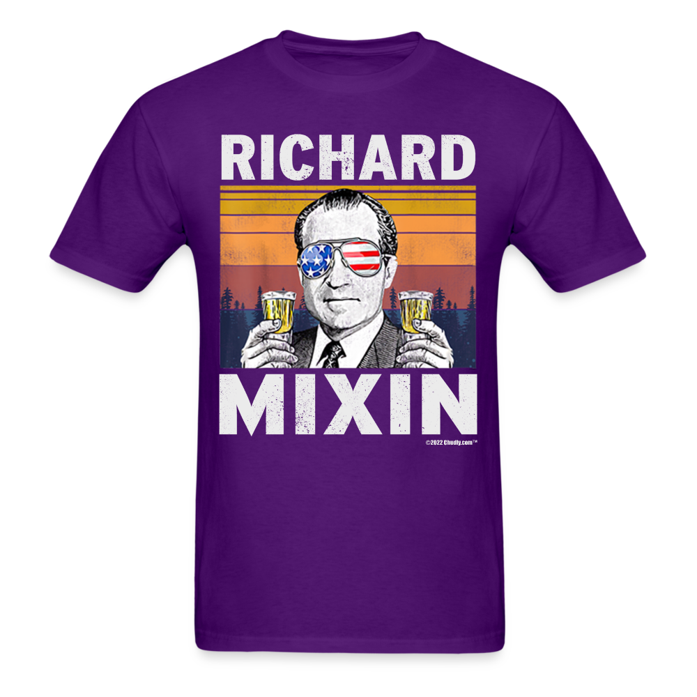 Richard Mixin Funny Drunk Presidents Nixon 4th of July T-Shirt - purple
