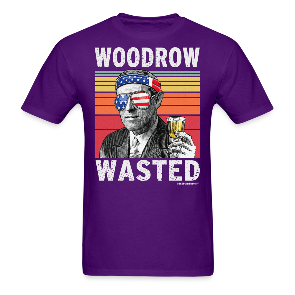 Woodrow Wasted Funny Drunk Presidents Wilson 4th of July T-Shirt - purple