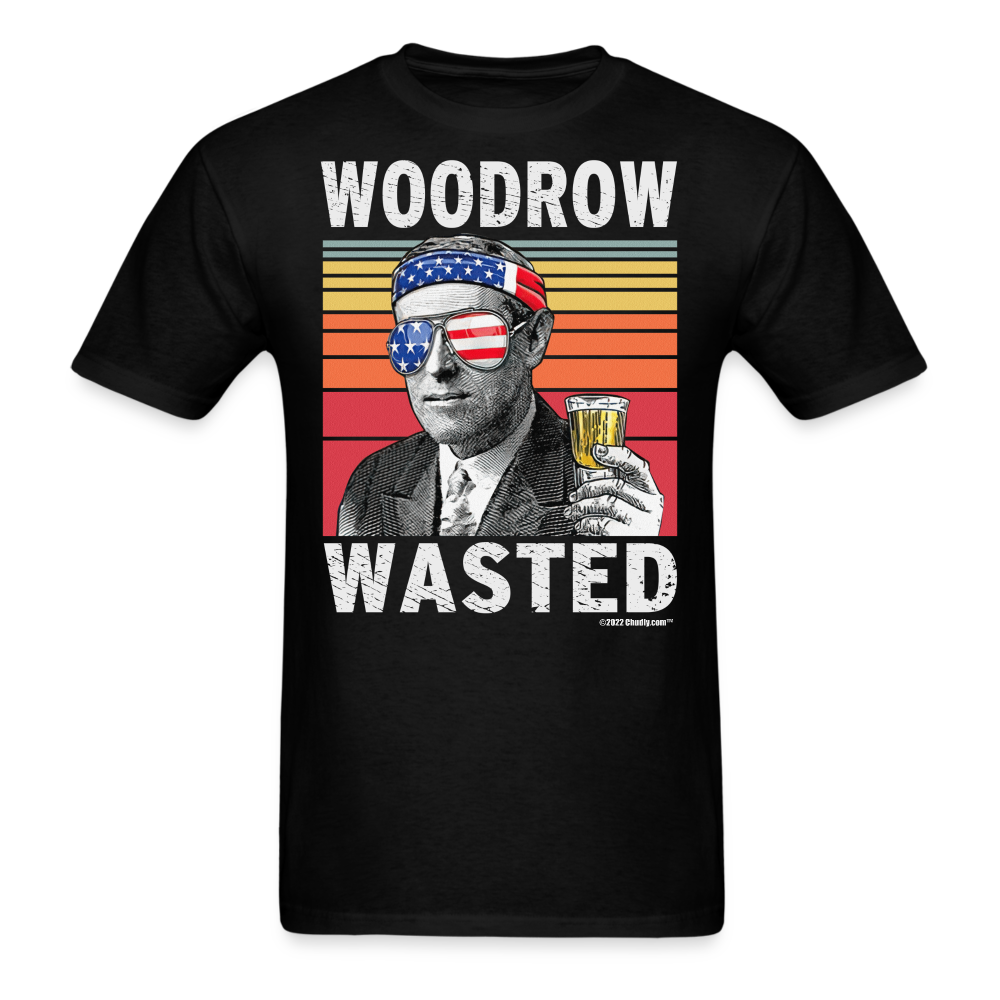 Woodrow Wasted Funny Drunk Presidents Wilson 4th of July T-Shirt - black