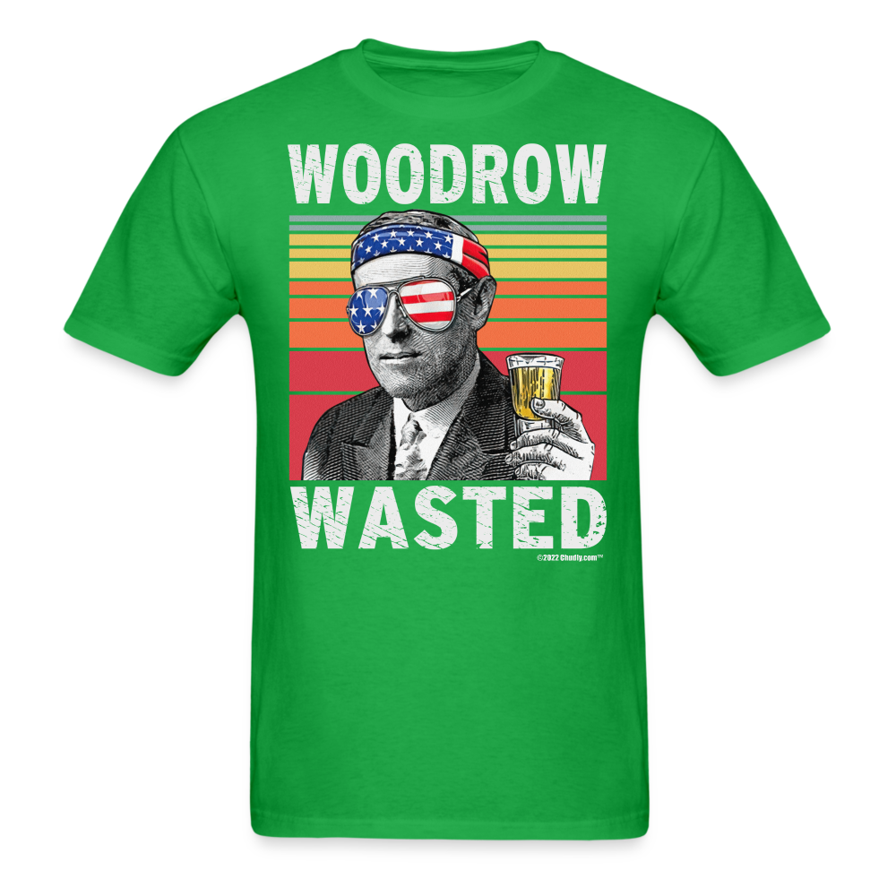 Woodrow Wasted Funny Drunk Presidents Wilson 4th of July T-Shirt - bright green