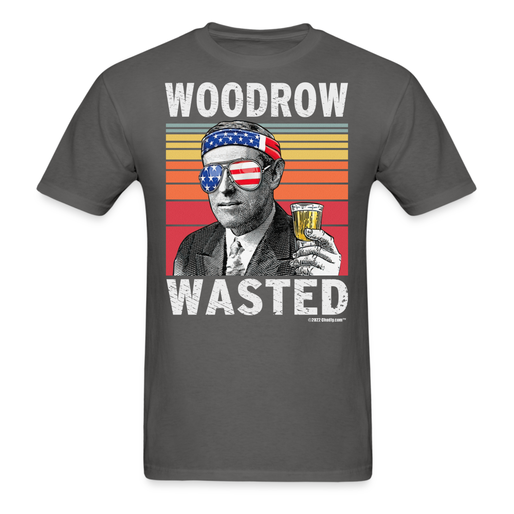 Woodrow Wasted Funny Drunk Presidents Wilson 4th of July T-Shirt - charcoal