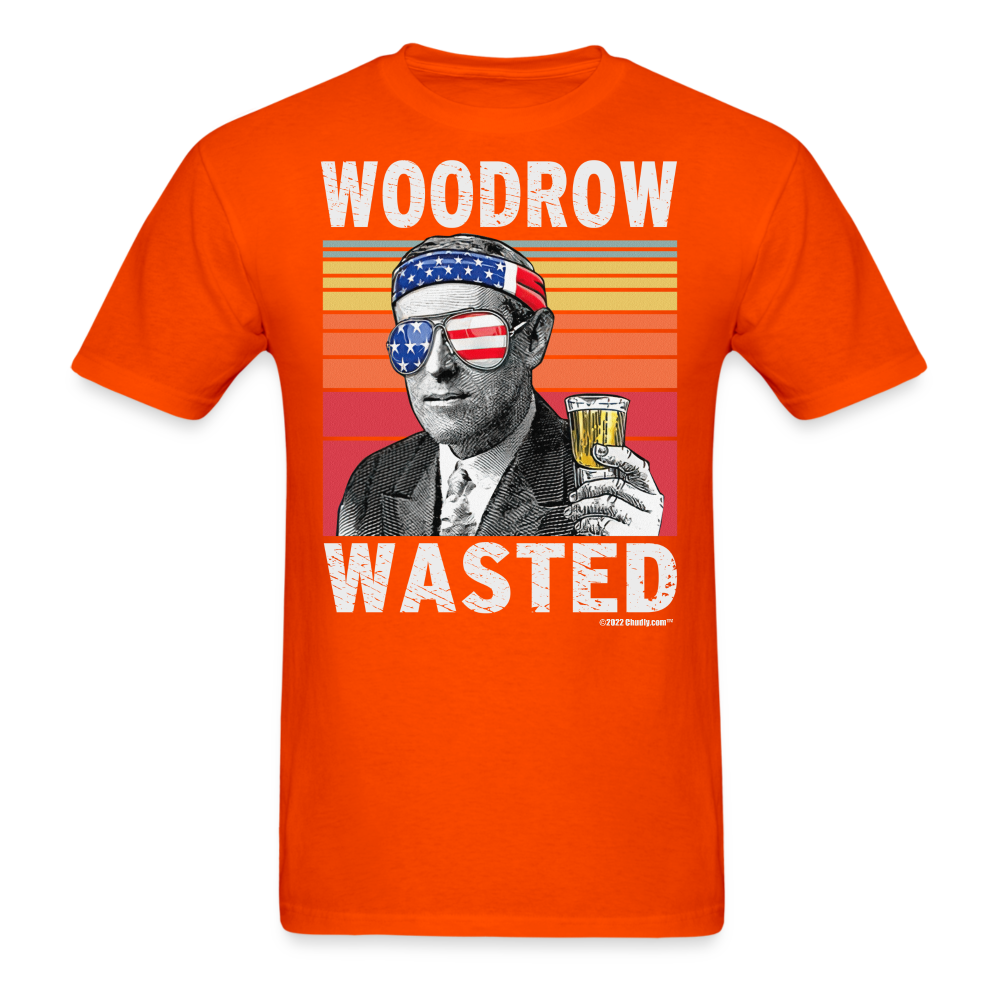 Woodrow Wasted Funny Drunk Presidents Wilson 4th of July T-Shirt - orange