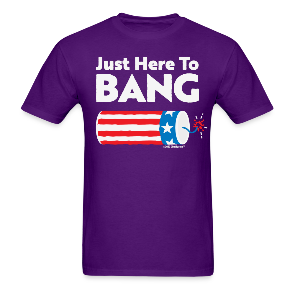 Just Here To Bang Funny 4th of July T-Shirt - purple