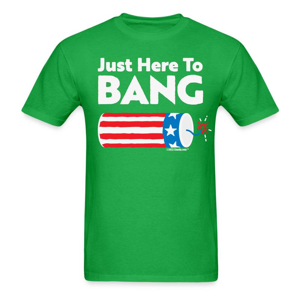 Just Here To Bang Funny 4th of July T-Shirt - bright green