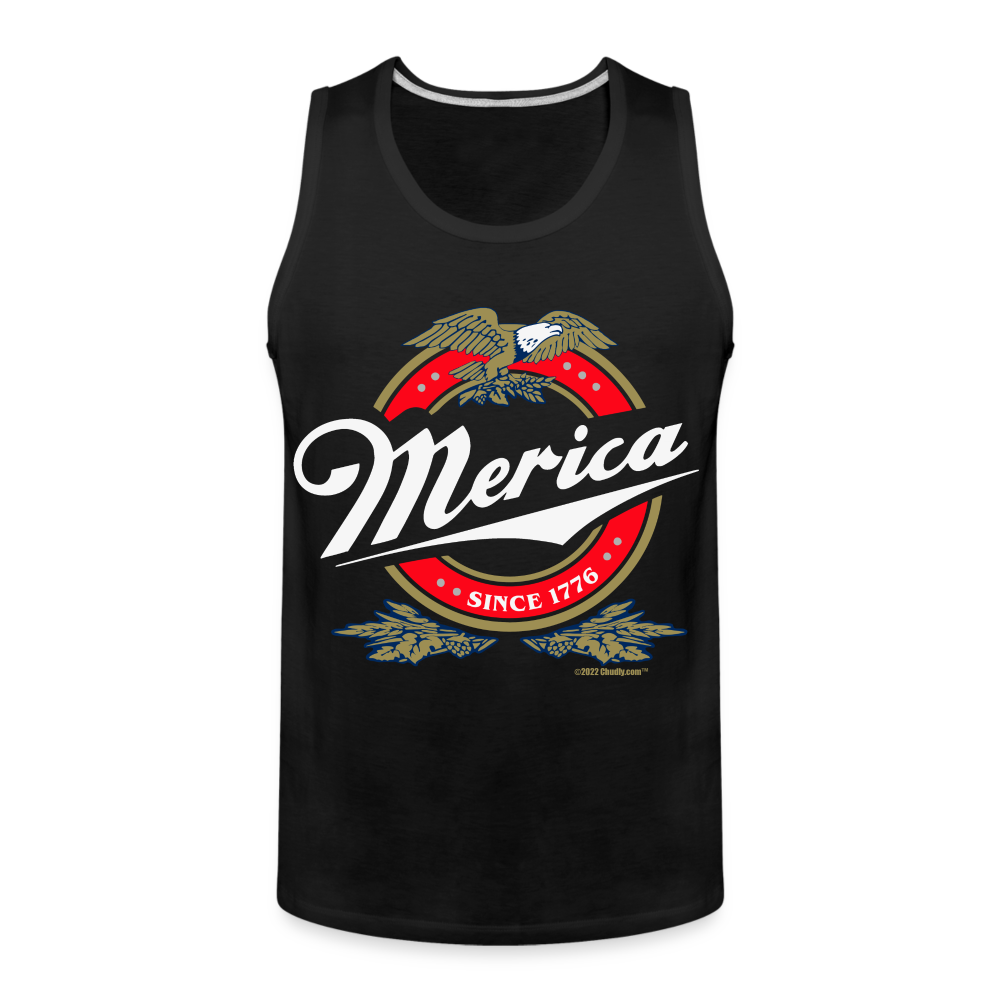 Merica Miller Lite Beer Parody 4th of July Patriotic Men’s Premium Tank - black