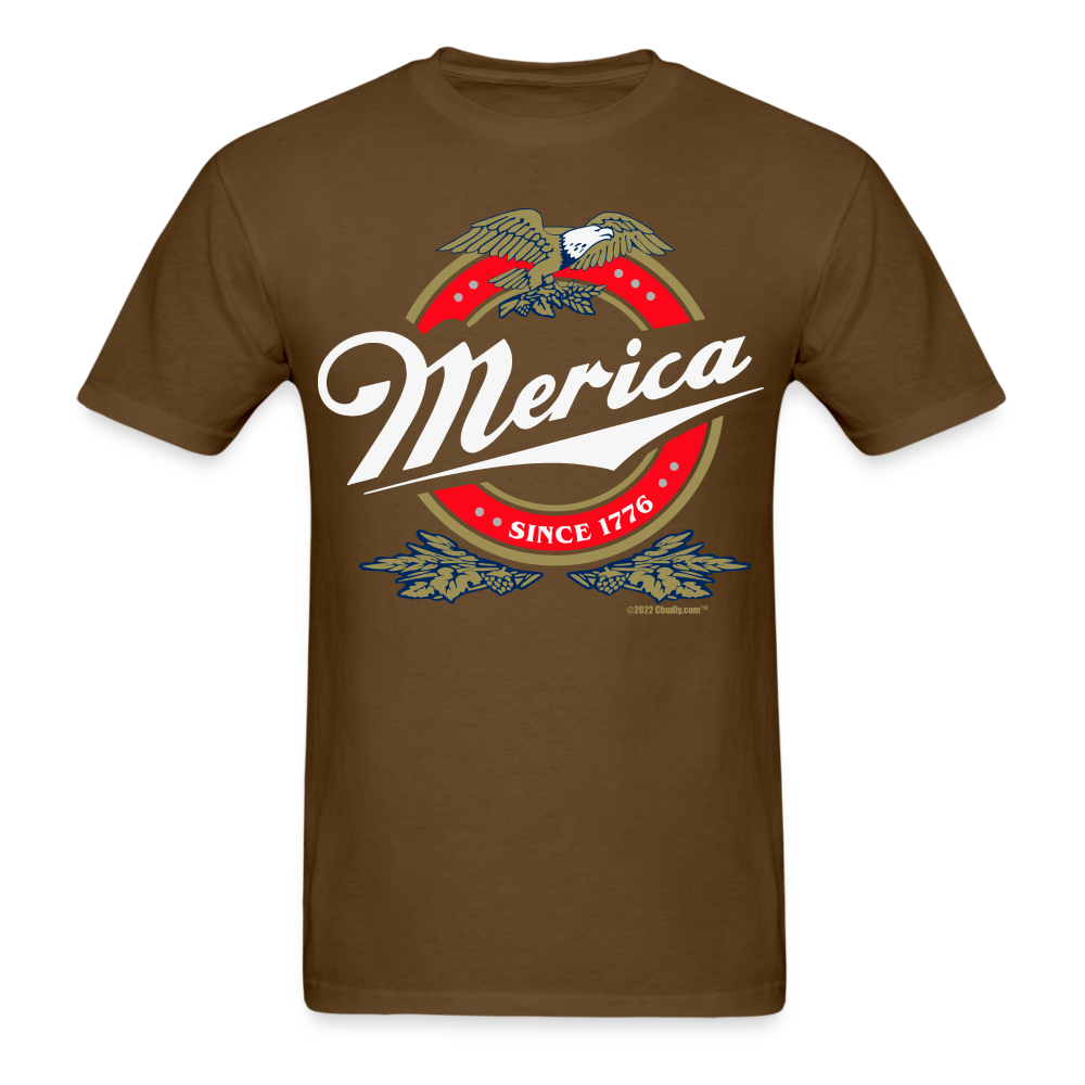 Merica Miller Lite Beer Parody 4th of July Patriotic T-Shirt - brown