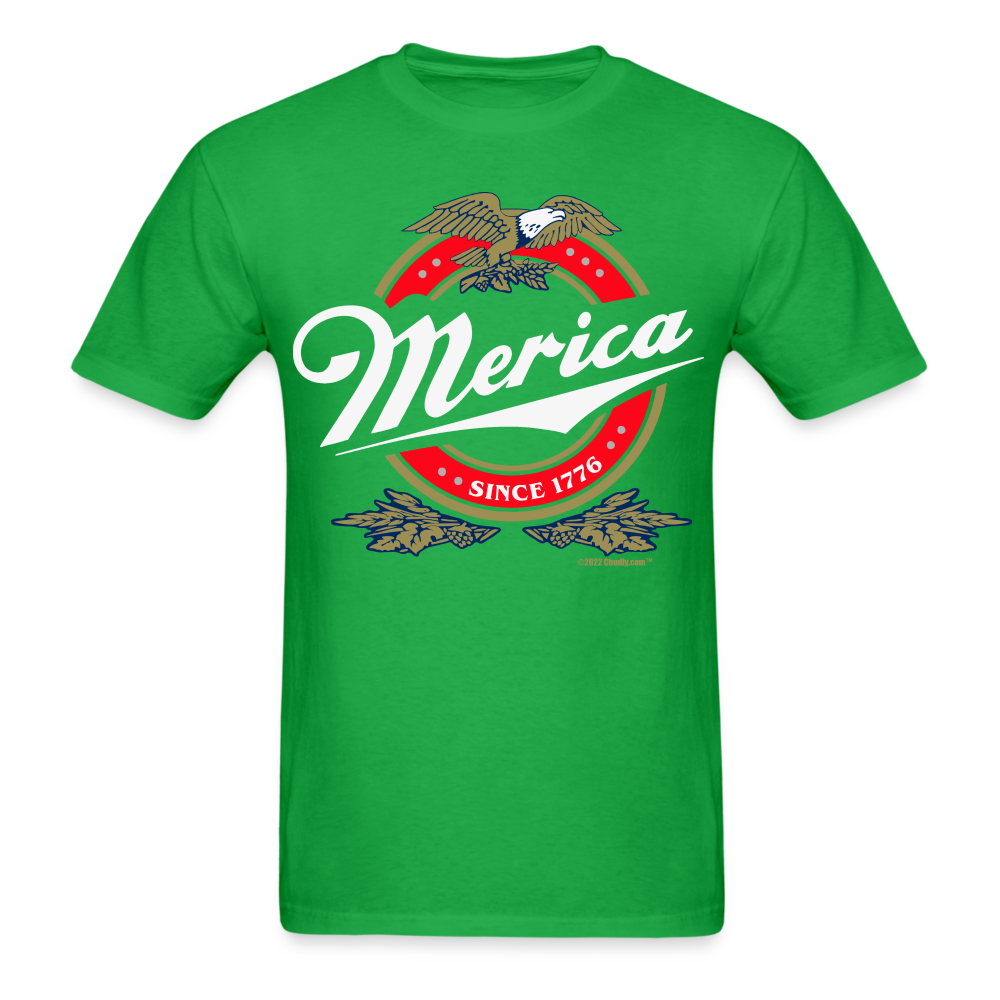 Merica Miller Lite Beer Parody 4th of July Patriotic T-Shirt - bright green