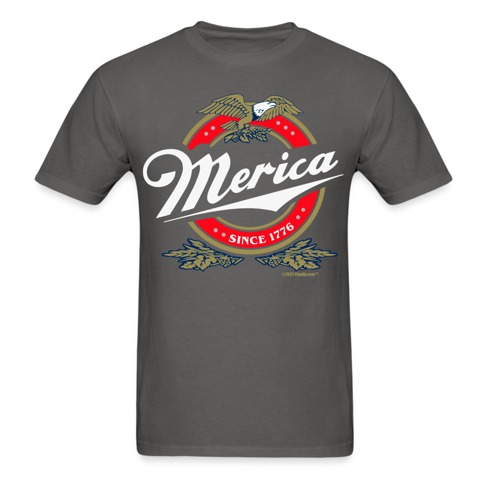 Merica Miller Lite Beer Parody 4th of July Patriotic T-Shirt - charcoal