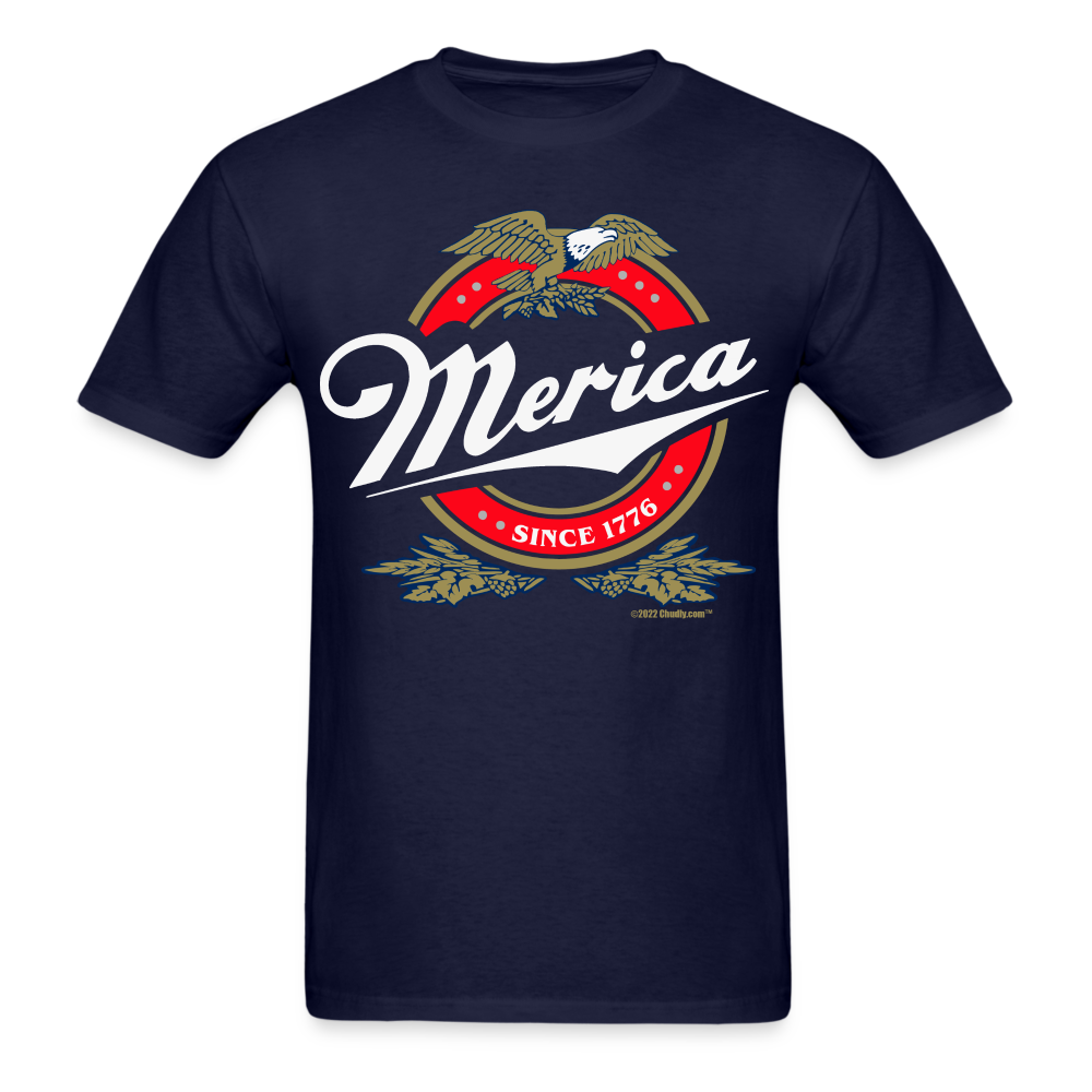 Merica Miller Lite Beer Parody 4th of July Patriotic T-Shirt - navy