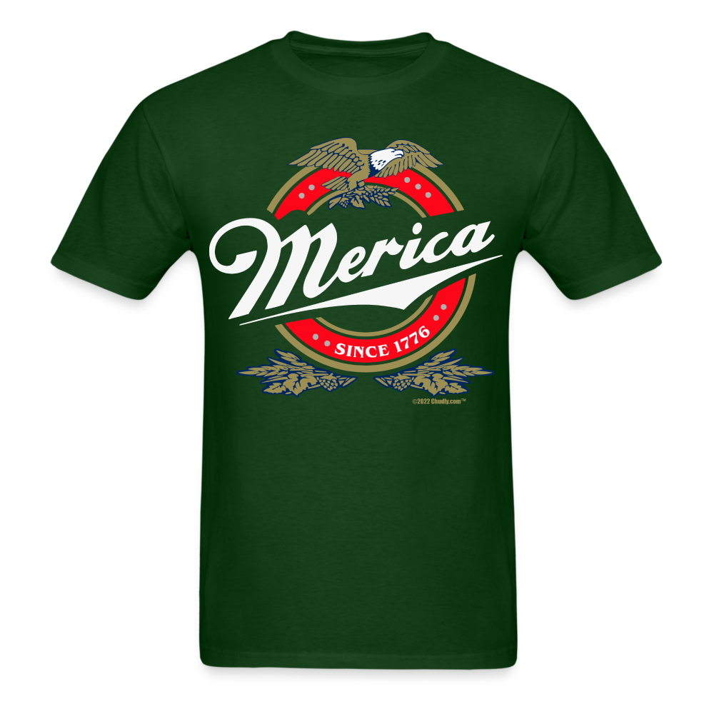 Merica Miller Lite Beer Parody 4th of July Patriotic T-Shirt - forest green