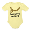 Gangsta Napper Onesie Organic Short Sleeve Baby Bodysuit - washed yellow