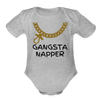 Load image into Gallery viewer, Gangsta Napper Onesie Organic Short Sleeve Baby Bodysuit - heather grey