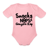 Snacks Naps & Gangsta Rap Onesie Organic Short Sleeve Baby Bodysuit - light pink