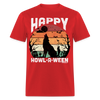 Happy Howl-A-Ween Howling Wolf Halloween Unisex Classic T-Shirt - red