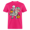 Load image into Gallery viewer, Skeleton Riding Mummy Dinosaur T rex Halloween Funny Pumpkin Unisex Classic T-Shirt - fuchsia