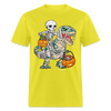Load image into Gallery viewer, Skeleton Riding Mummy Dinosaur T rex Halloween Funny Pumpkin Unisex Classic T-Shirt - yellow