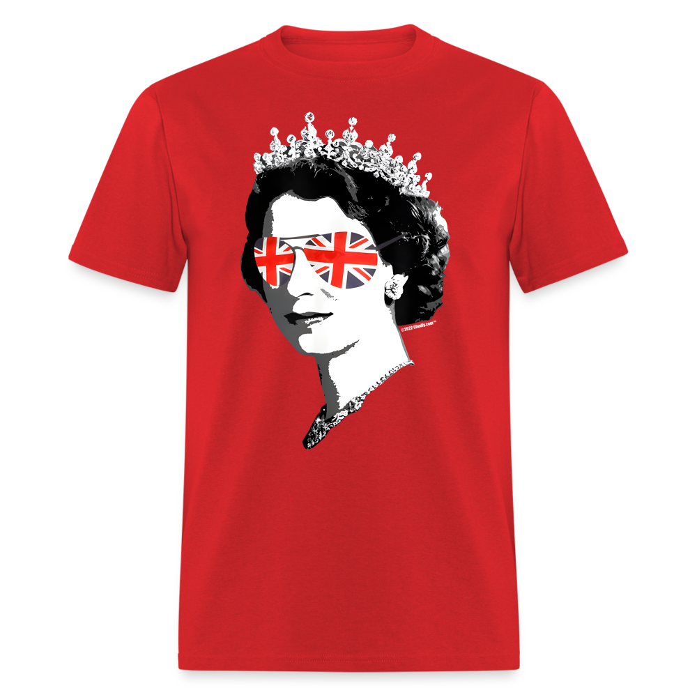 Queen Elizabeth II in Union Jack Sunglasses Unisex Classic T-Shirt - red